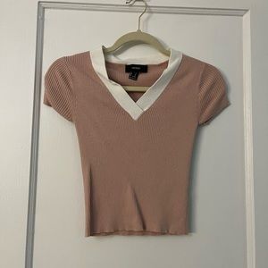 Forever 21 Pink shirt with white v-neck collar